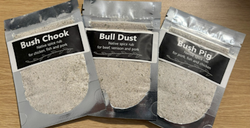 Photo of 3 of our spice mixes - bush chook, bull dust and bush pig
